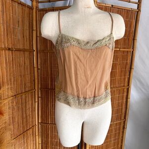 Y2K Arden B Luxe 100% Silk Sheer Butterfly 1990’s Tank Top